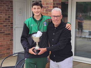 Gary Clapham presenting his Dad's trophy to this year's winner of the Young Player of the Year Award