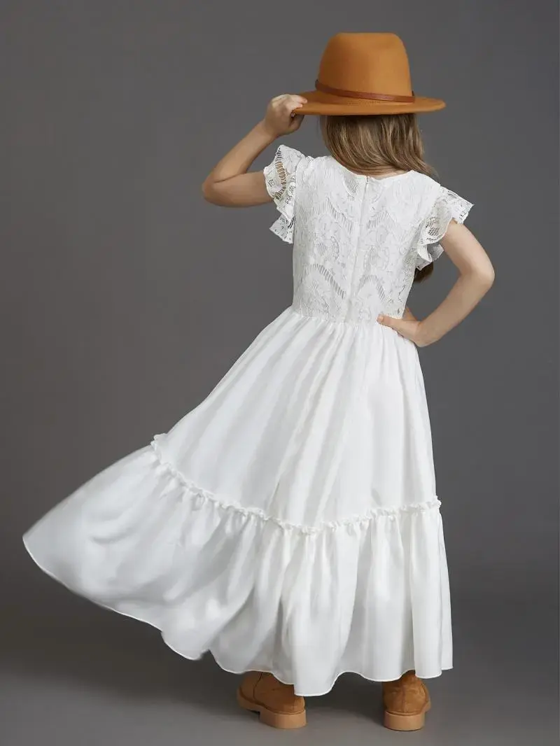 Thumbnail: Summer Lace Princess Dress - Girls' Flower Girl Wedding Party Attire, Ages 4-14