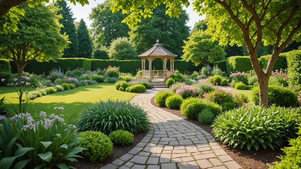 Eye-level view of a tranquil garden space