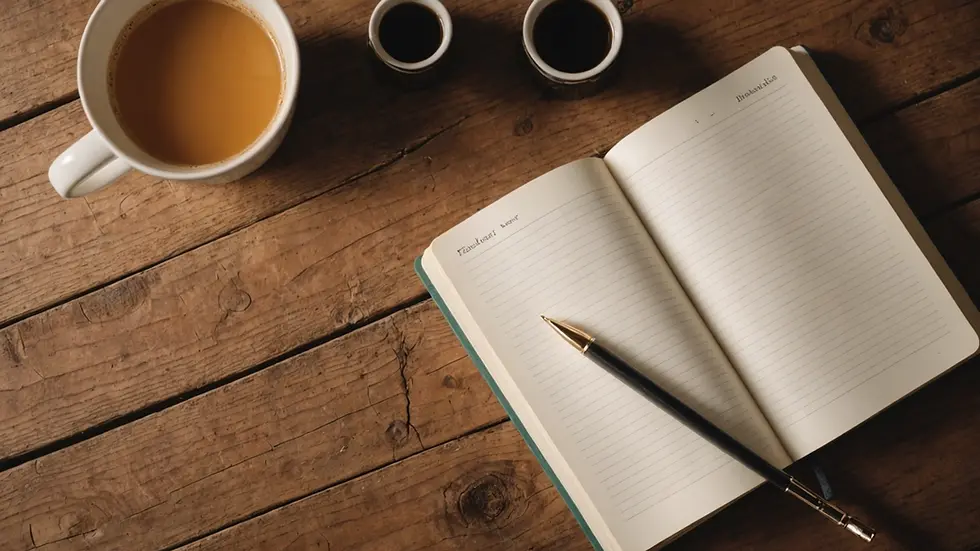 Close-up of an empty journal on a wooden table
