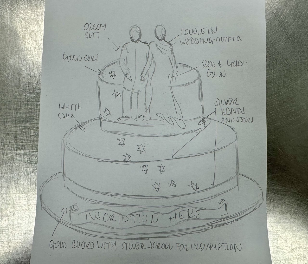 Bespoke celebration cake with intricate floral design and gold accents in Solihull, West Midlands.