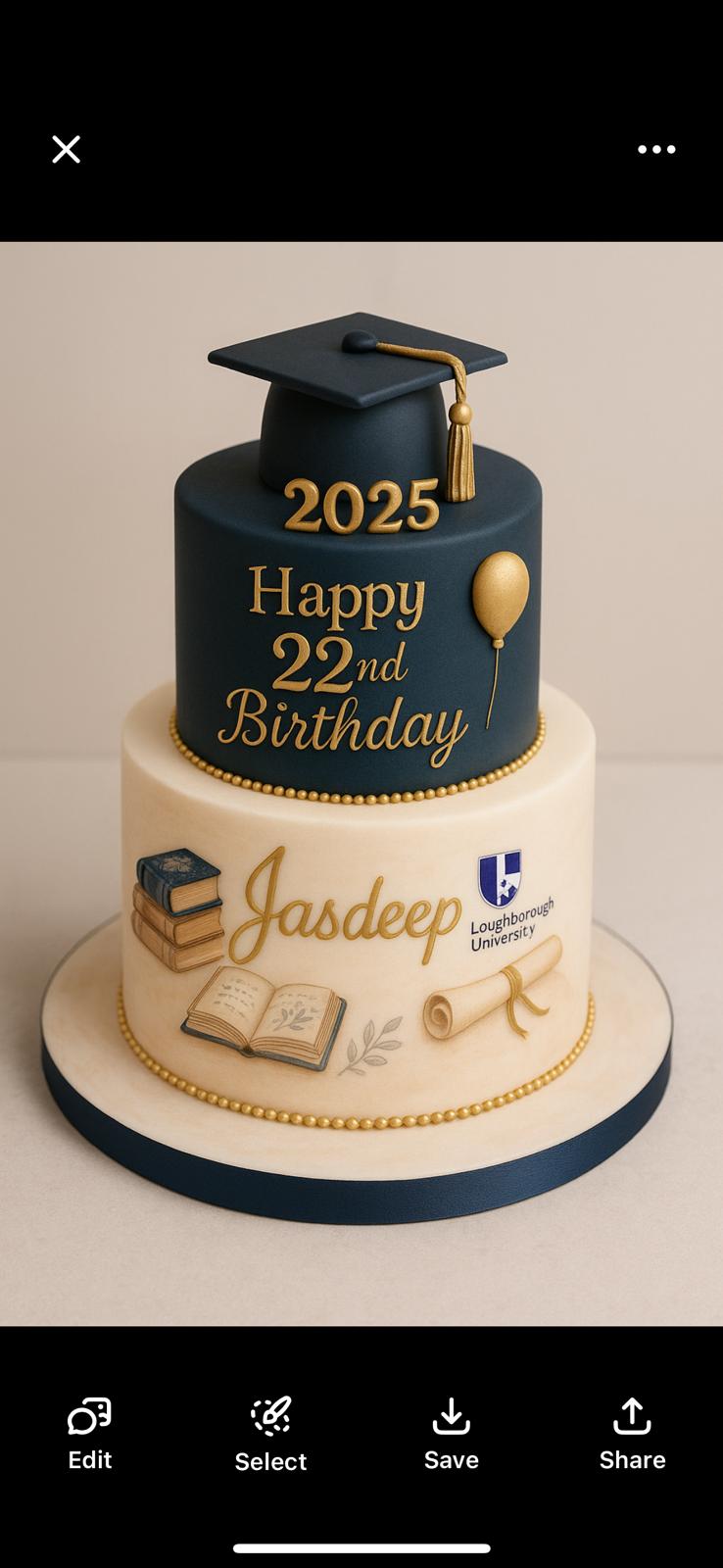 Bespoke single-tier cake with elegant piping and a “Just for you!” topper, crafted in Solihull, West Midlands.