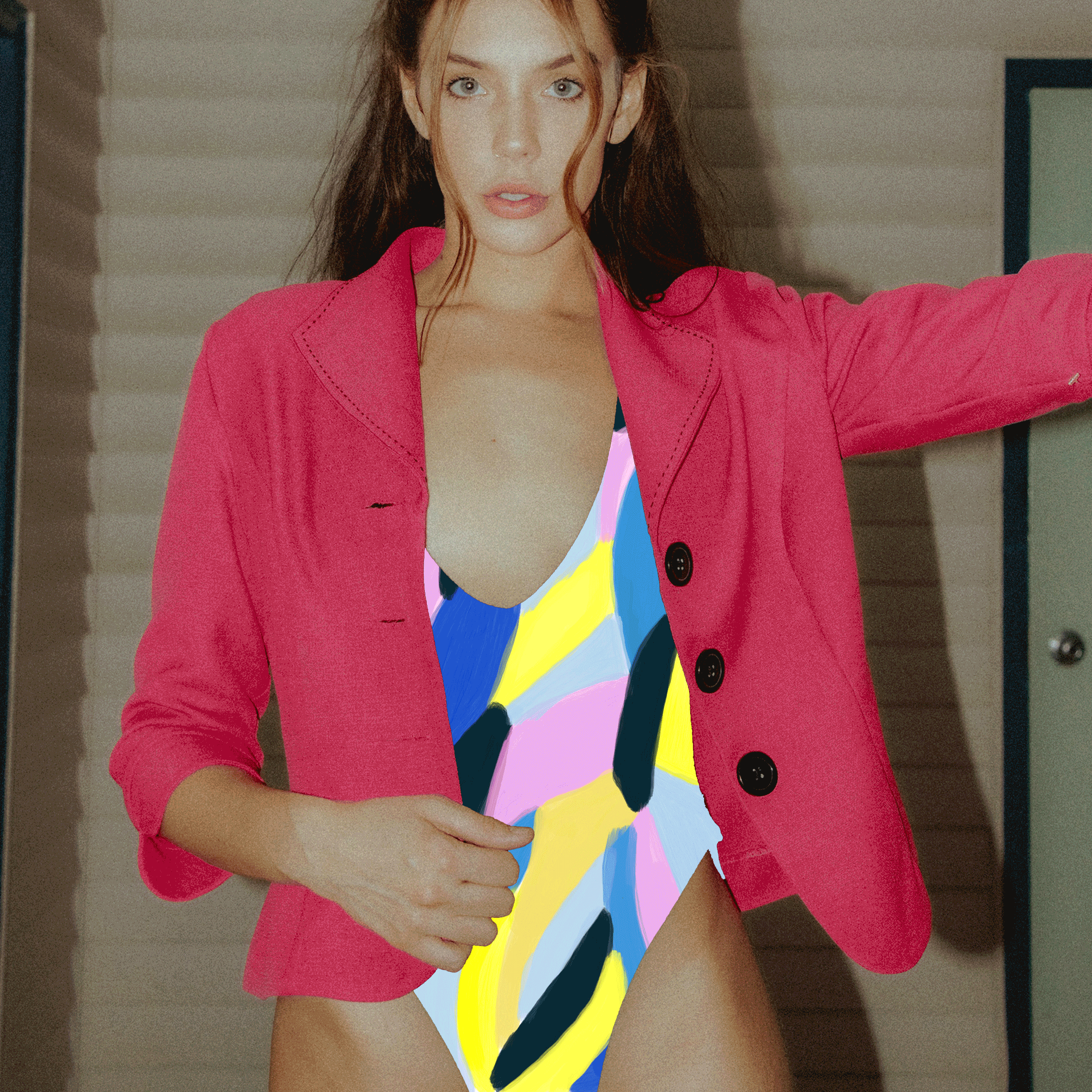 Studio Marimari changing pattern designs on bathing suit