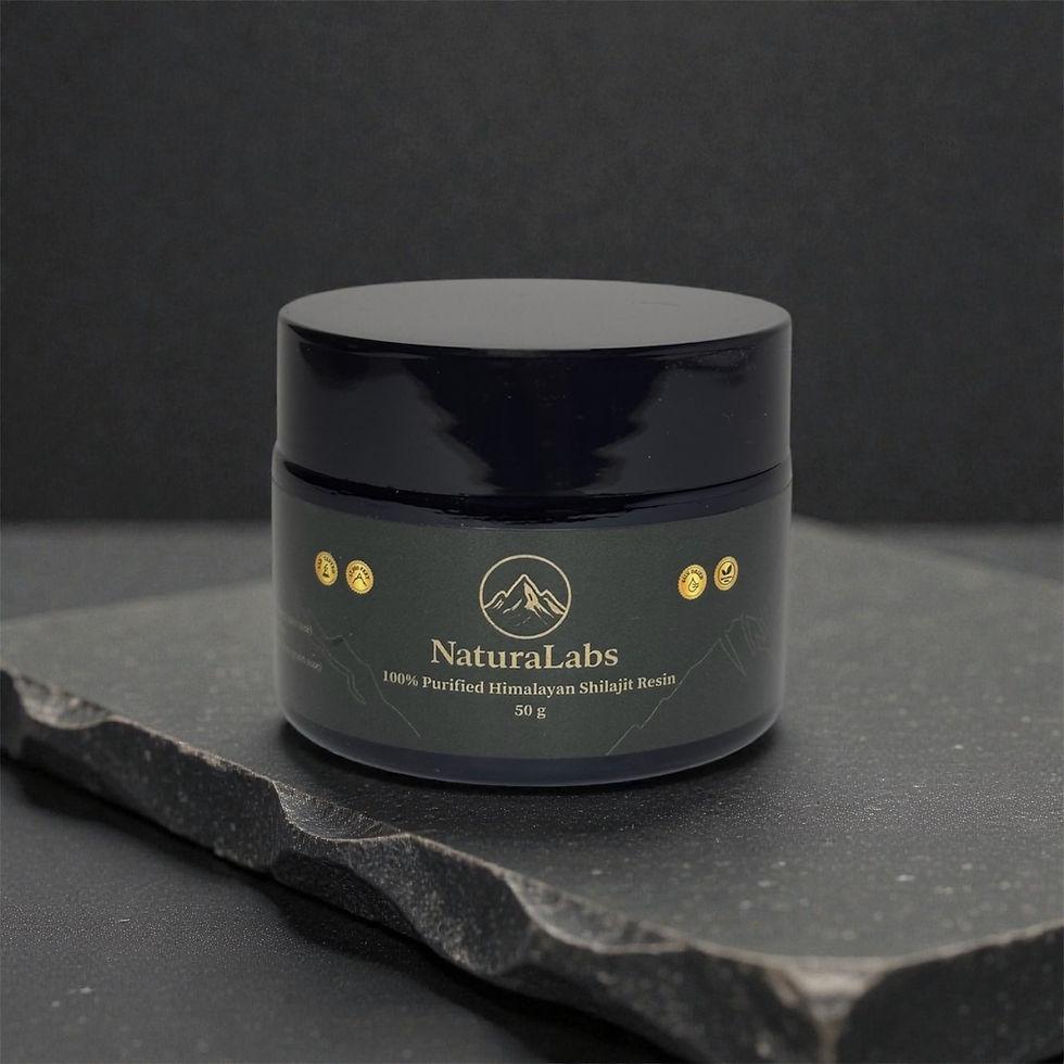 NaturaLabs pure Himalayan shilajit resin in closed glass jar