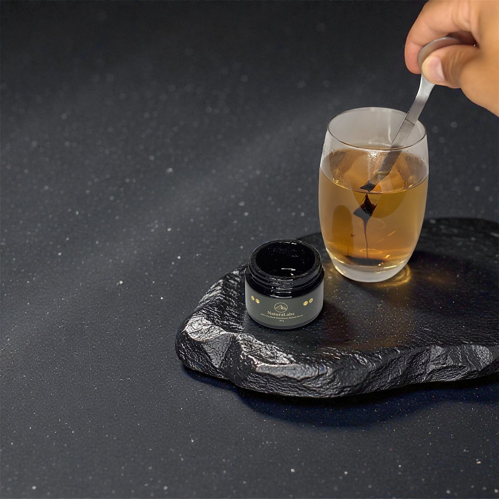 Thumbnail: NaturaLabs shilajit resin being dissolved in warm water with spoon