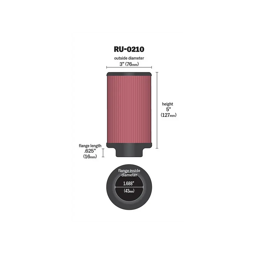 الصورة المصغرة: K&N Universal High-Flow Air Filter RU-0210