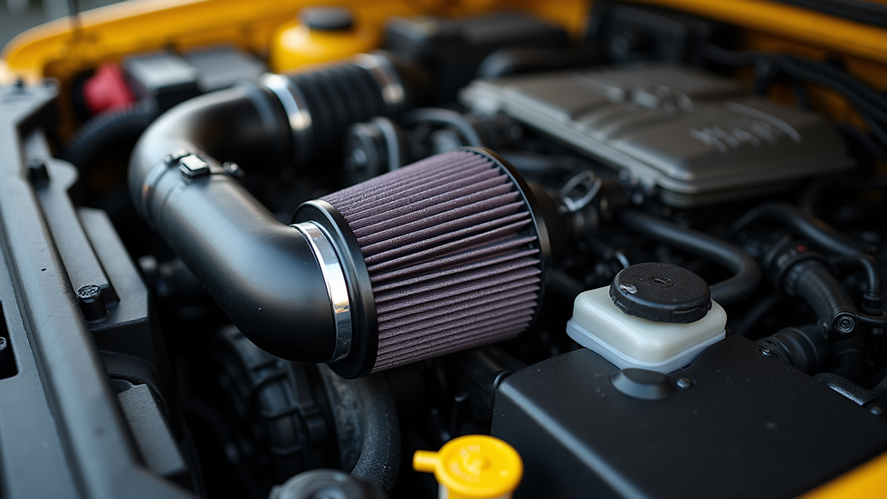 Close-up view of the Momentum GT Cold Air Intake System installed in a Toyota FJ Cruiser