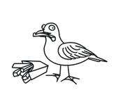 illustrative seagull eating french fries