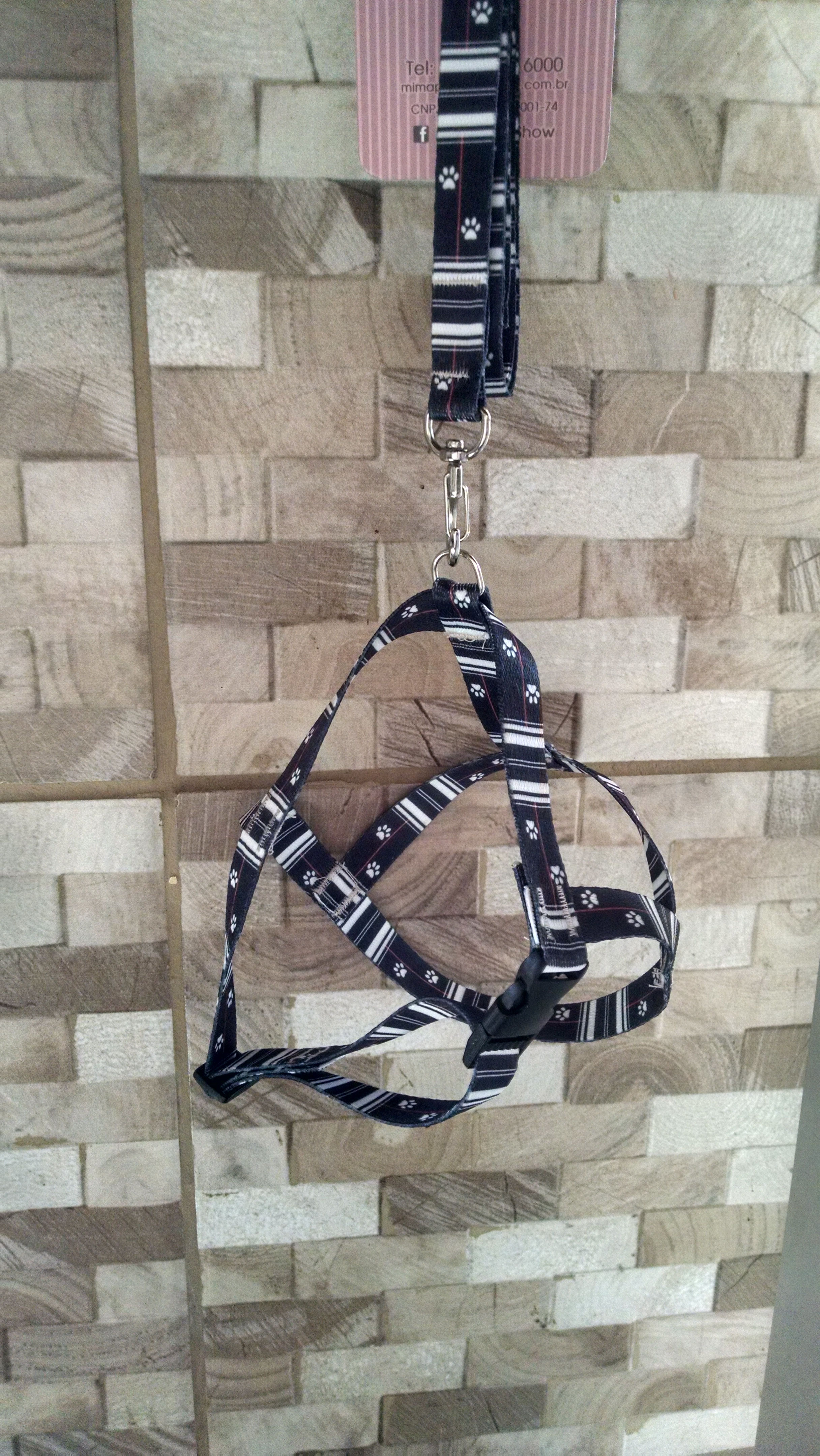 Guia + peitoral - preta c/ patinhas - Nº 1