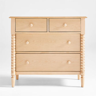 Maple wood chest of drawers with turned wood sides