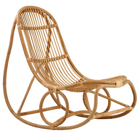 Wicker curled rocker chair