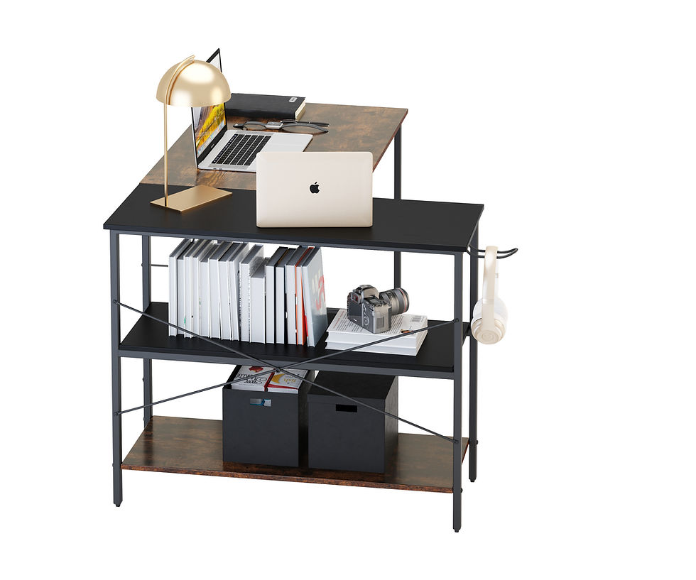 Thumbnail: L-shaped black double color matching desk