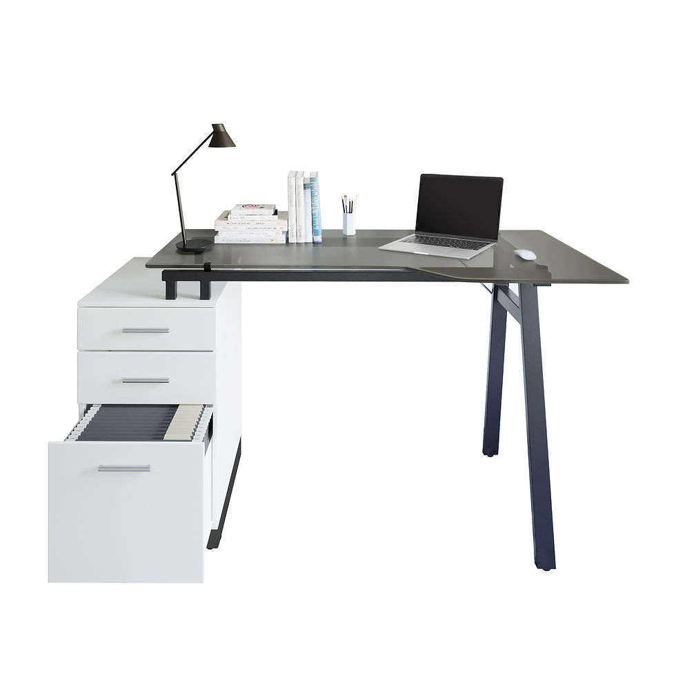 Thumbnail: Techni Mobili Modern Home Office Computer Desk with smoke tempered glass top  st