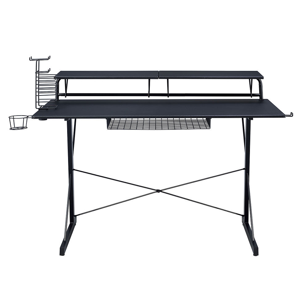 Thumbnail: Techni Sport TS-200 Carbon Computer Gaming Desk with Shelving, Black
