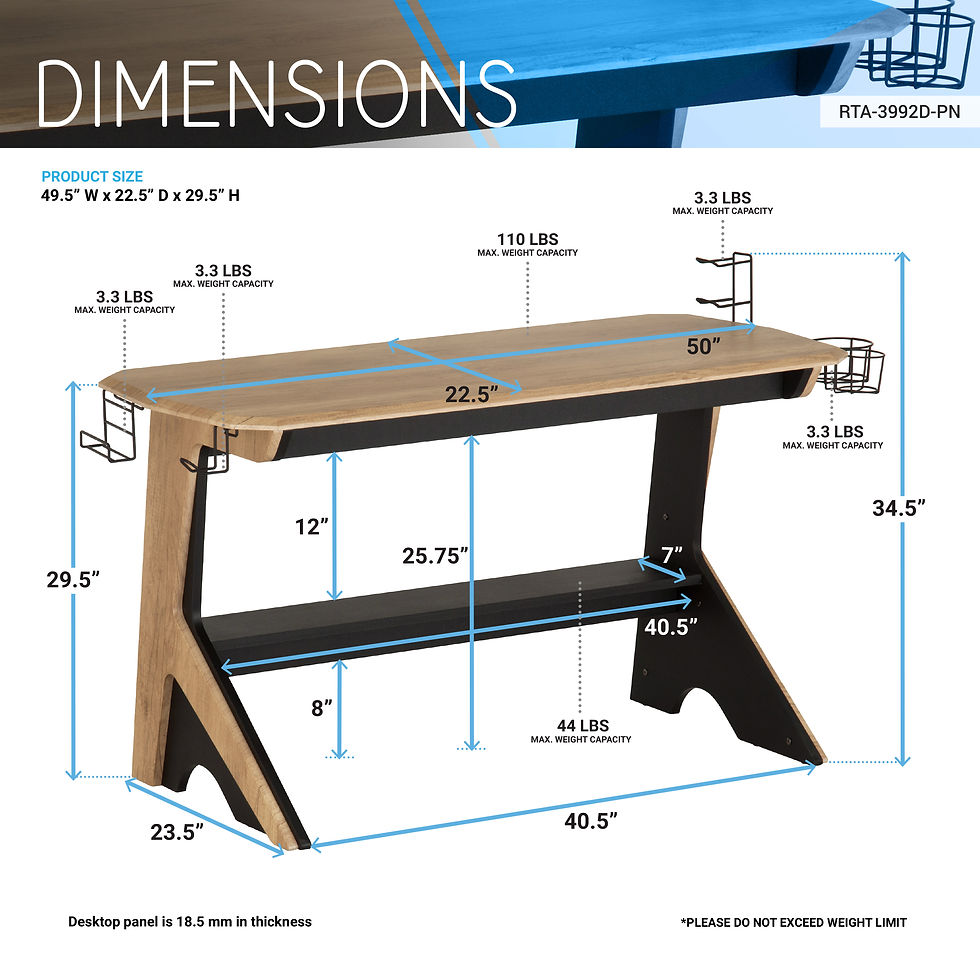 Thumbnail: Techni Mobili Home Office Computer Writing Desk Workstation  with  Two Cupholder