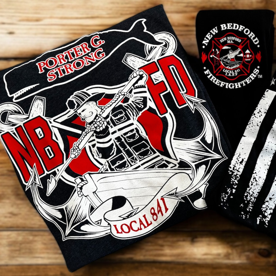 Detailed firefighter screen print design