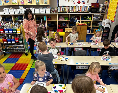 Time is spent with Kindergarten classes to help build relationships and prepare the kids for school