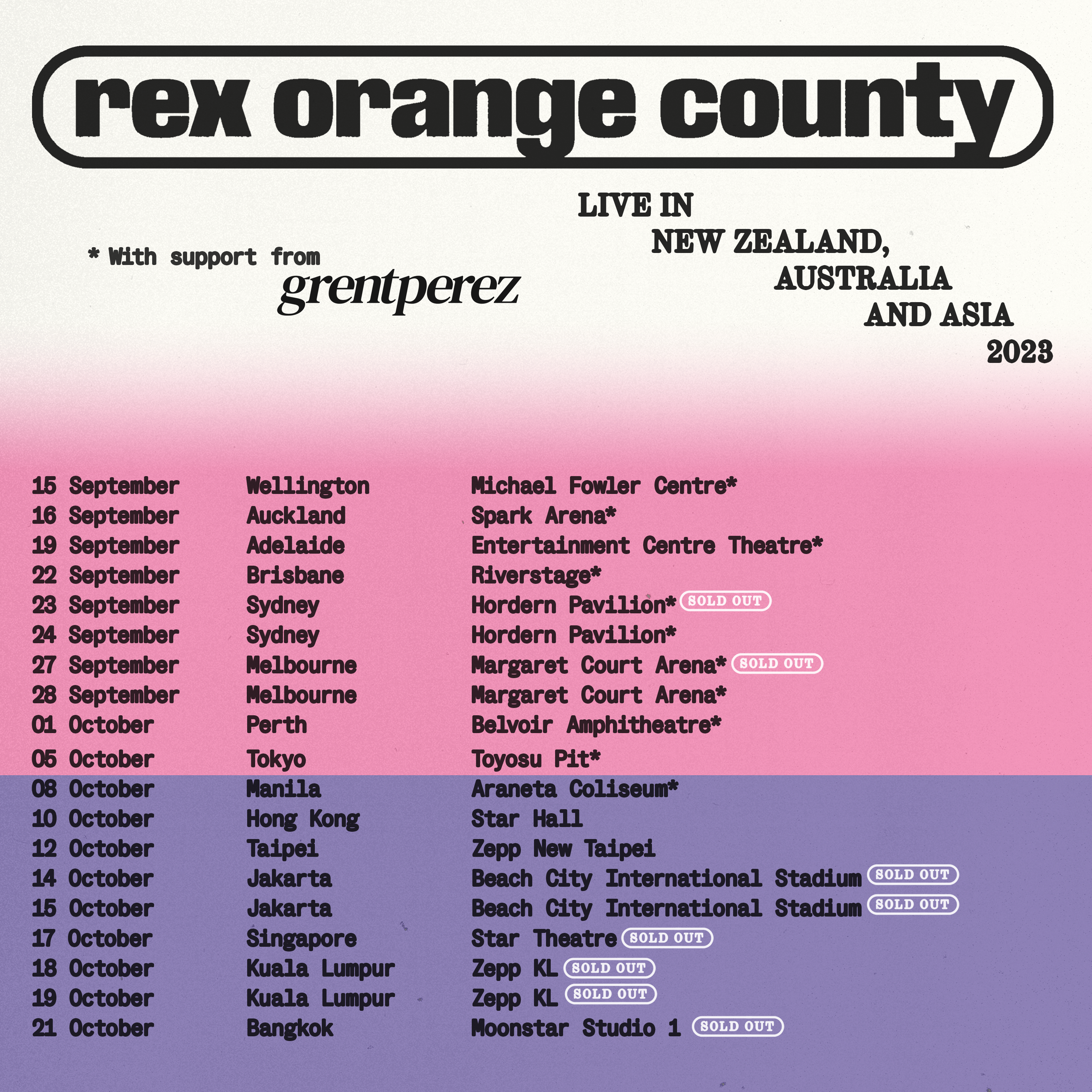 grentperez announced as support for Rex Orange County's upcoming Australian tour — Fast Friends