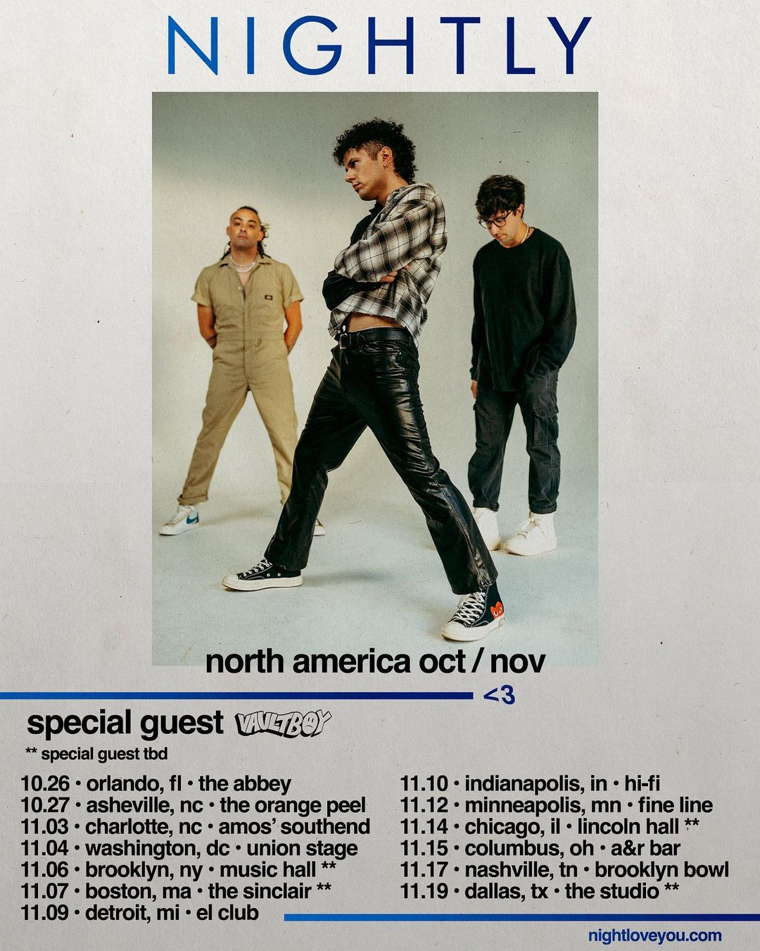vaultboy announced as support act for Nightly tour across 14 USA dates  — Fast Friends