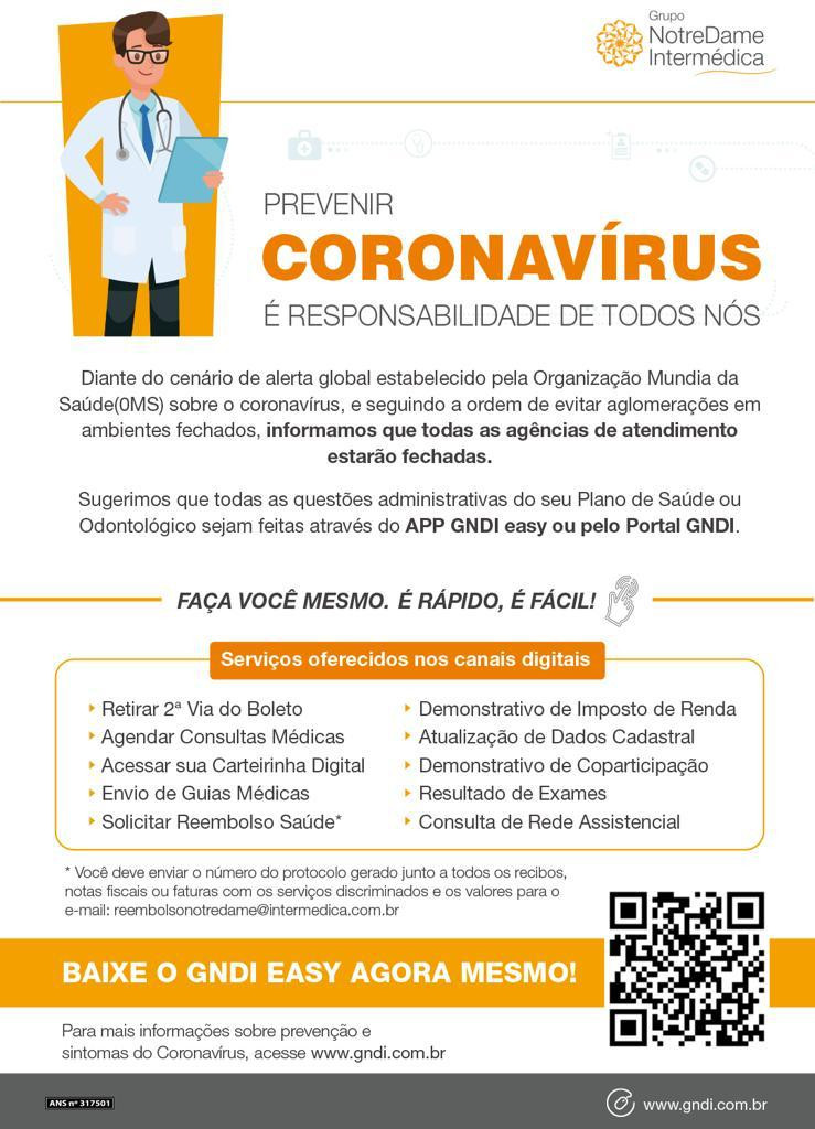 NotreDame Dicas de Prevenção Coronavírus