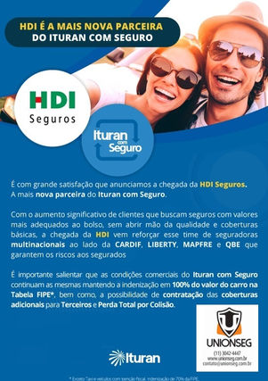 HDI É A MAIS NOVA PARCEIRA DO ITURAN COM SEGURO