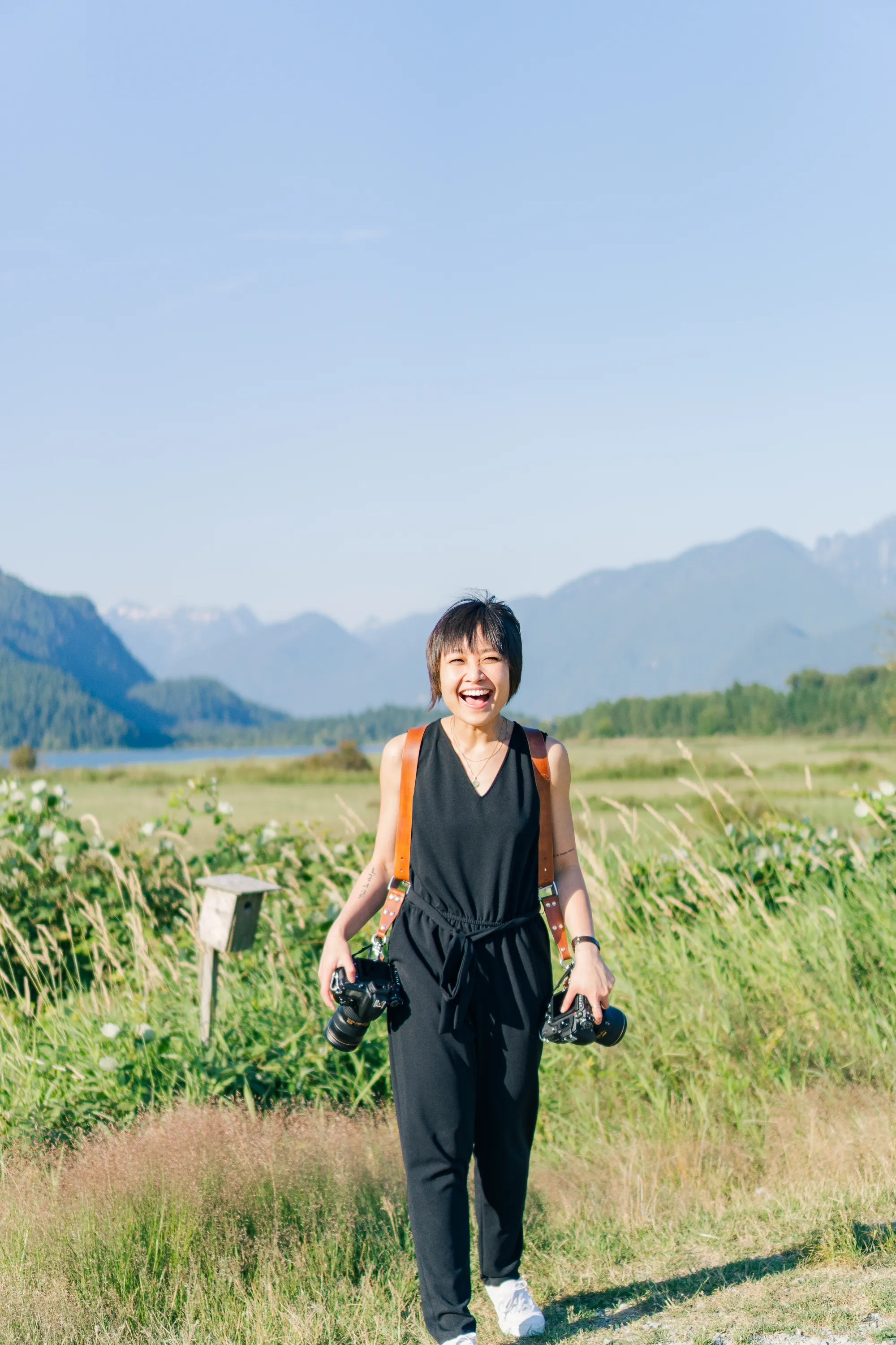 Anne Nguyen taking photographs in Vancouver British Columbia