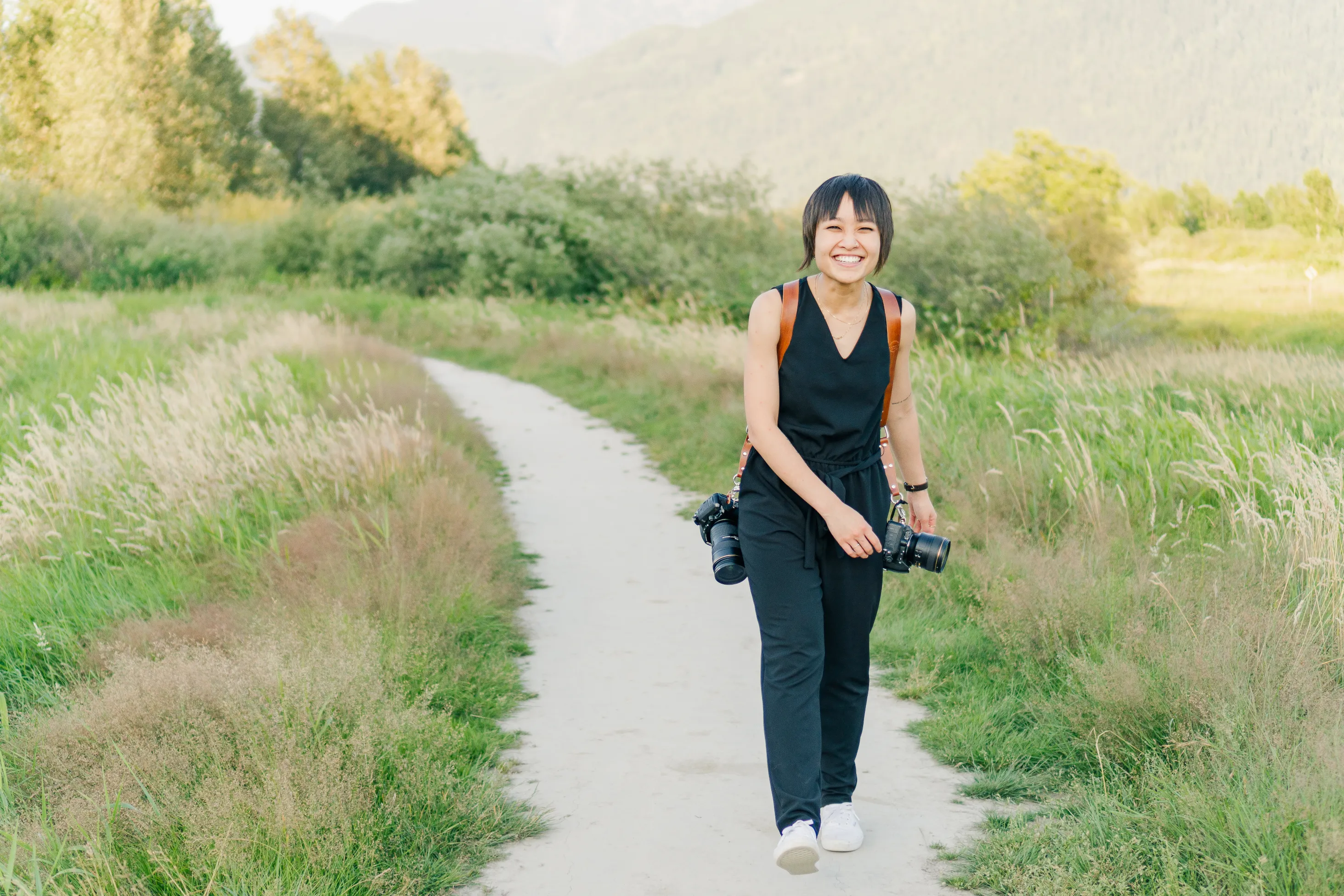 Anne Nguyen taking photographs in Vancouver British Columbia