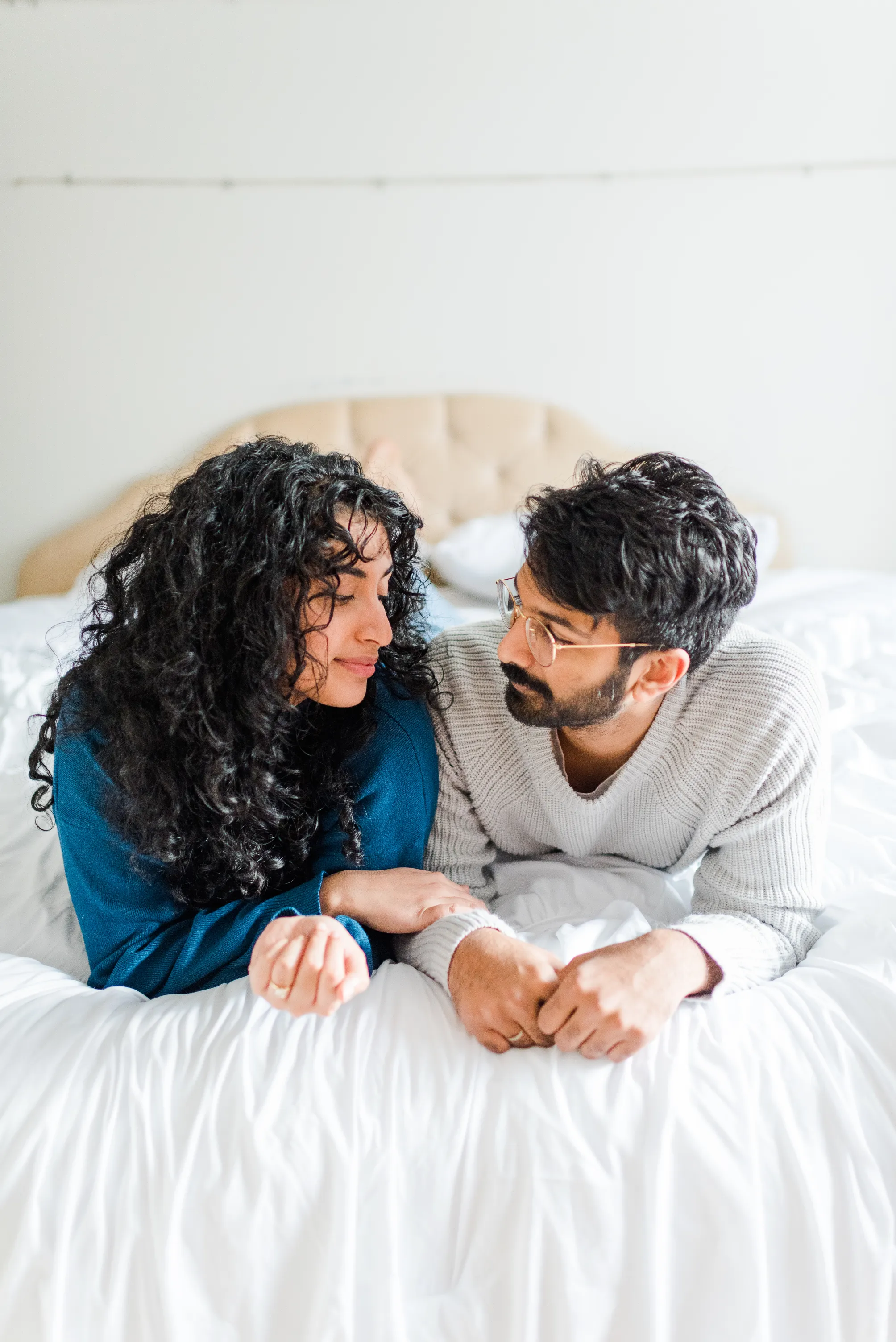 At Home Cozy Engagement Photoshoot with couple in Surrey British Columbia