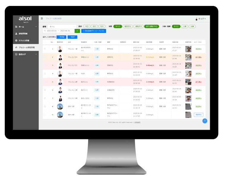 アルソルアルコールチェック管理システム