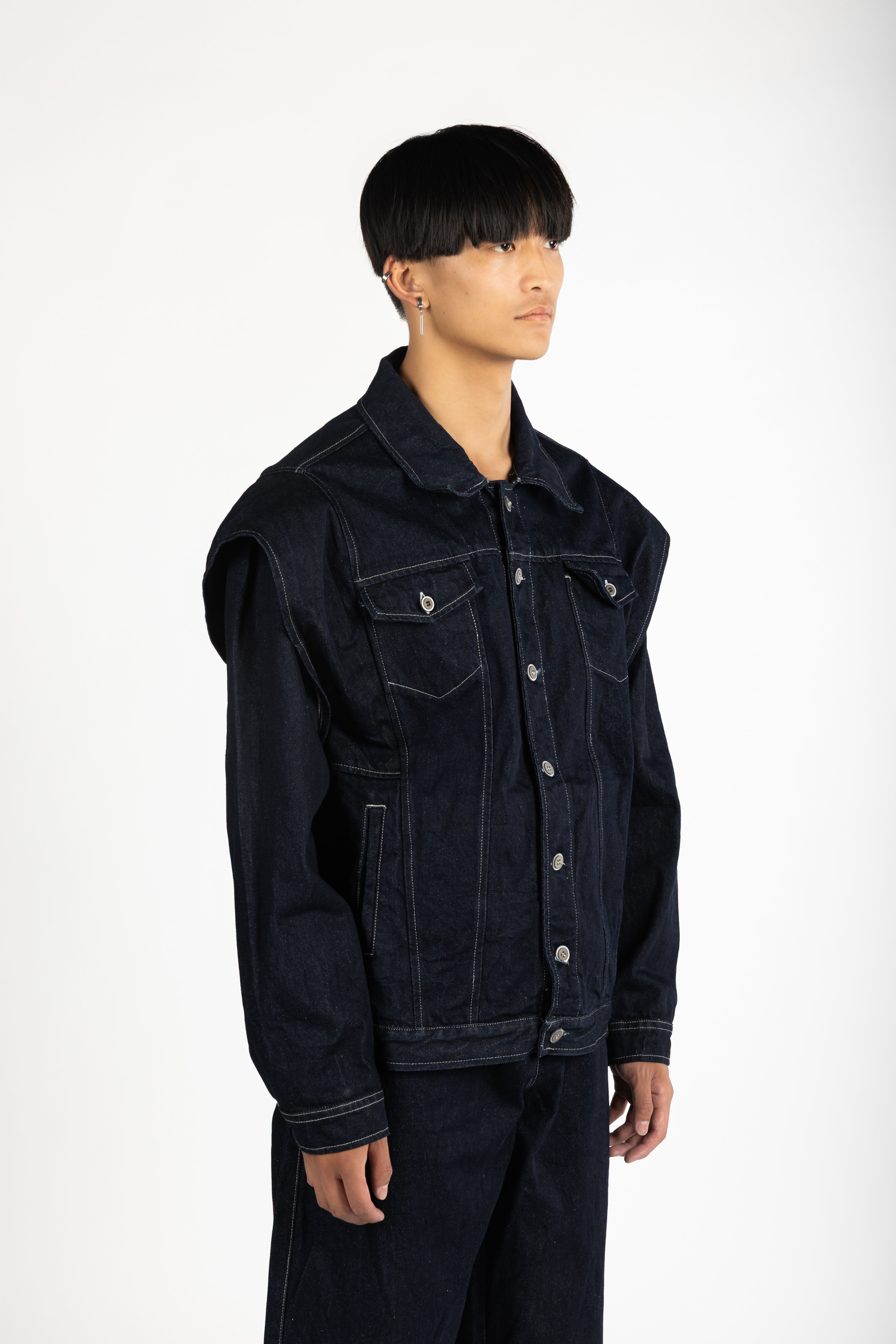 Open Shoulder Denim Jacket