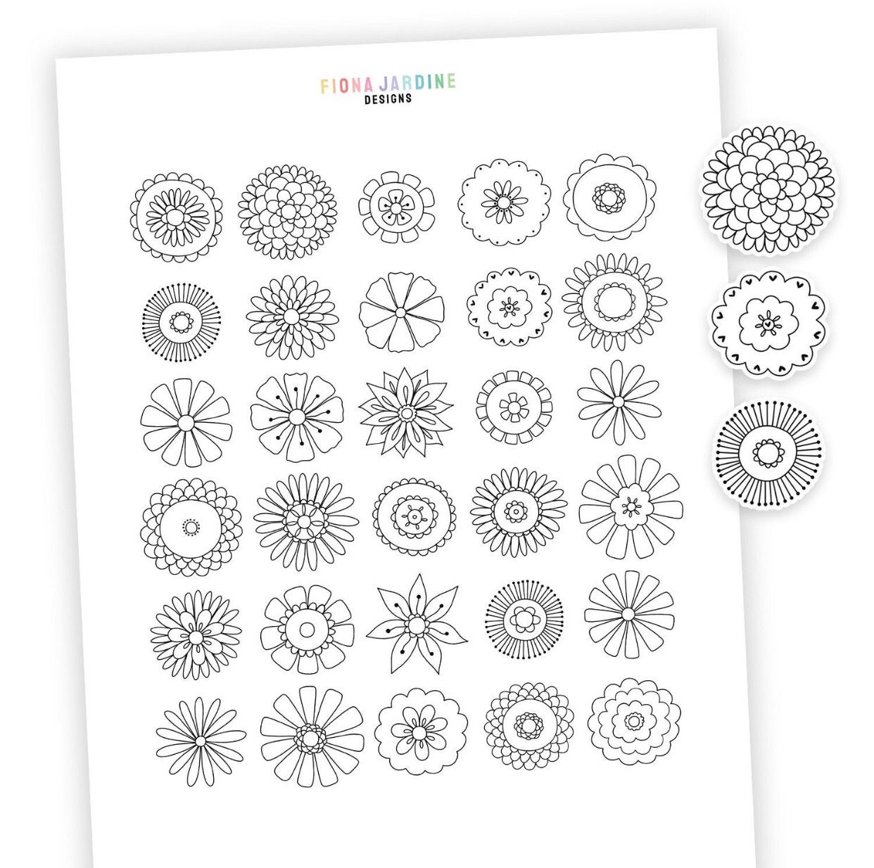 Flower stickers by Fiona Jardine