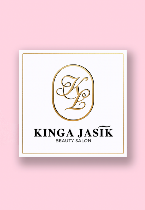 Логотип салону краси з елегантним шрифтом у ніжних кольорах