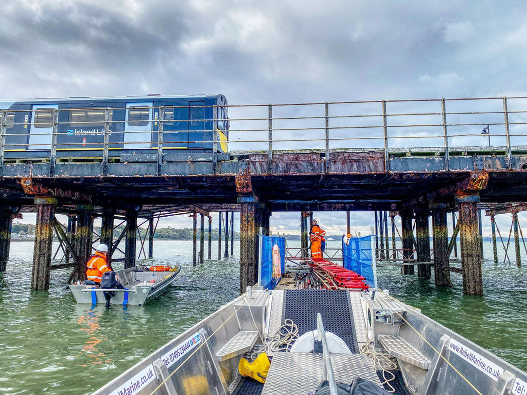 floating platform hire train Ryde Pier safety boat