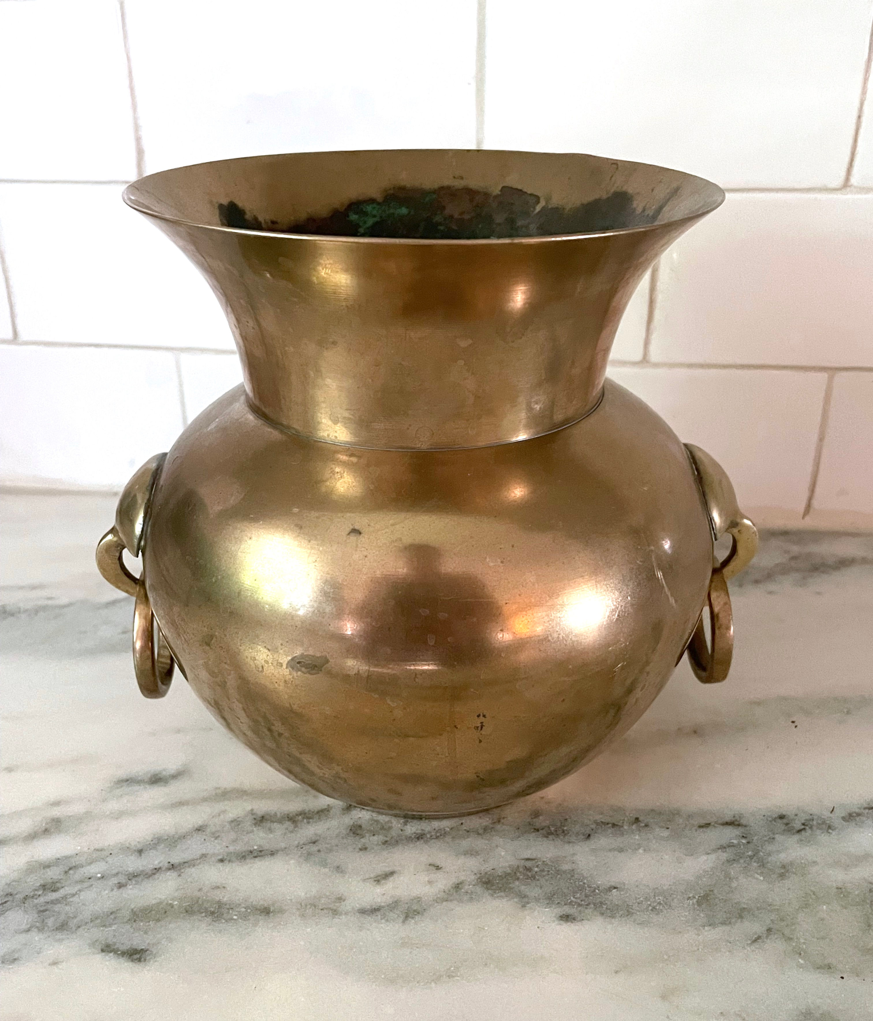 Brass Vase with side ring handles