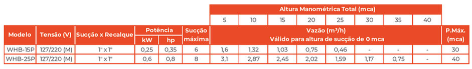 Motobomba Periférica Autoescorvante WHB