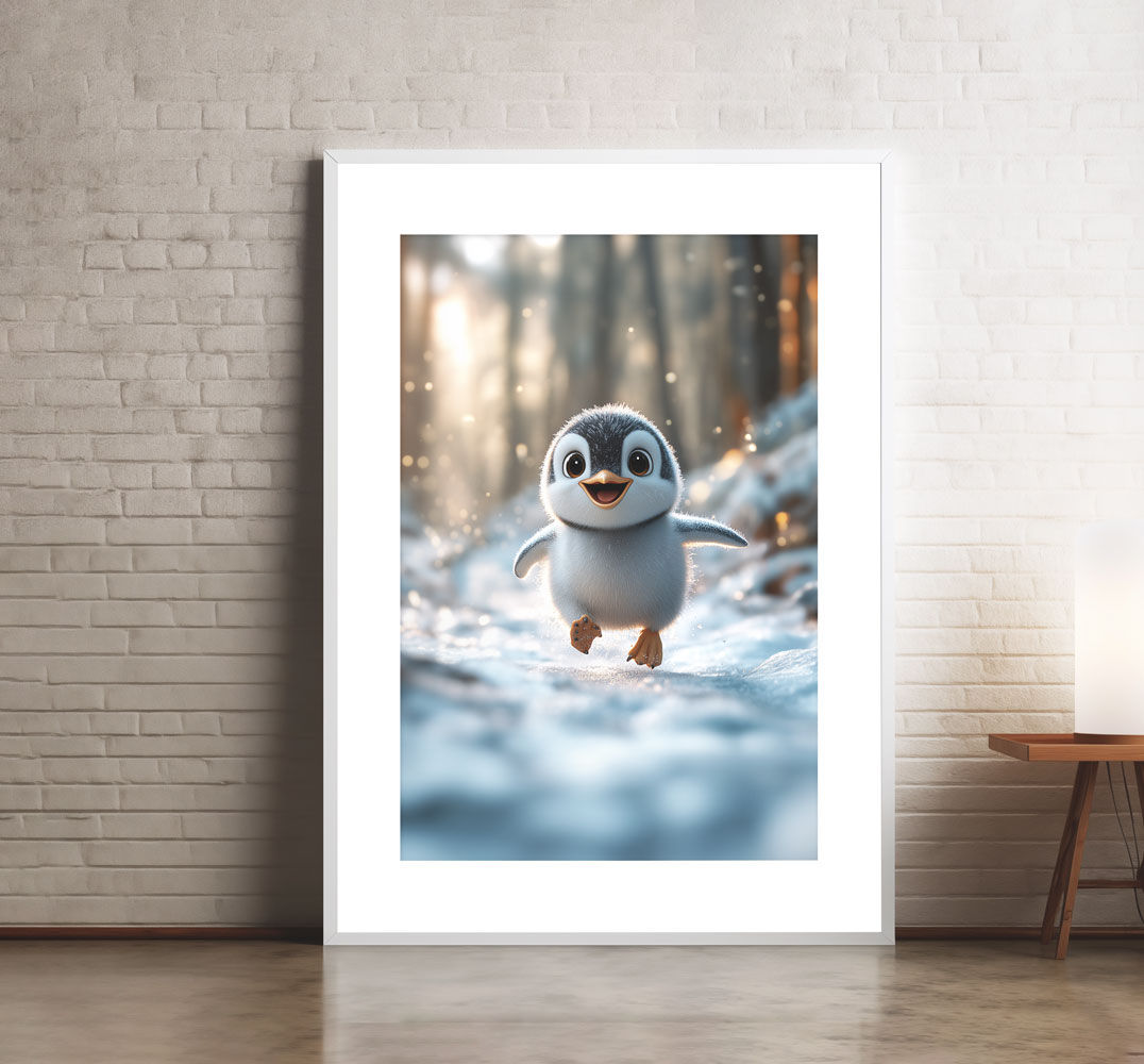 Affiche bébé pingouin pour chambre d'enfant - Baby penguin poster for children's room - animaux de l'arctique