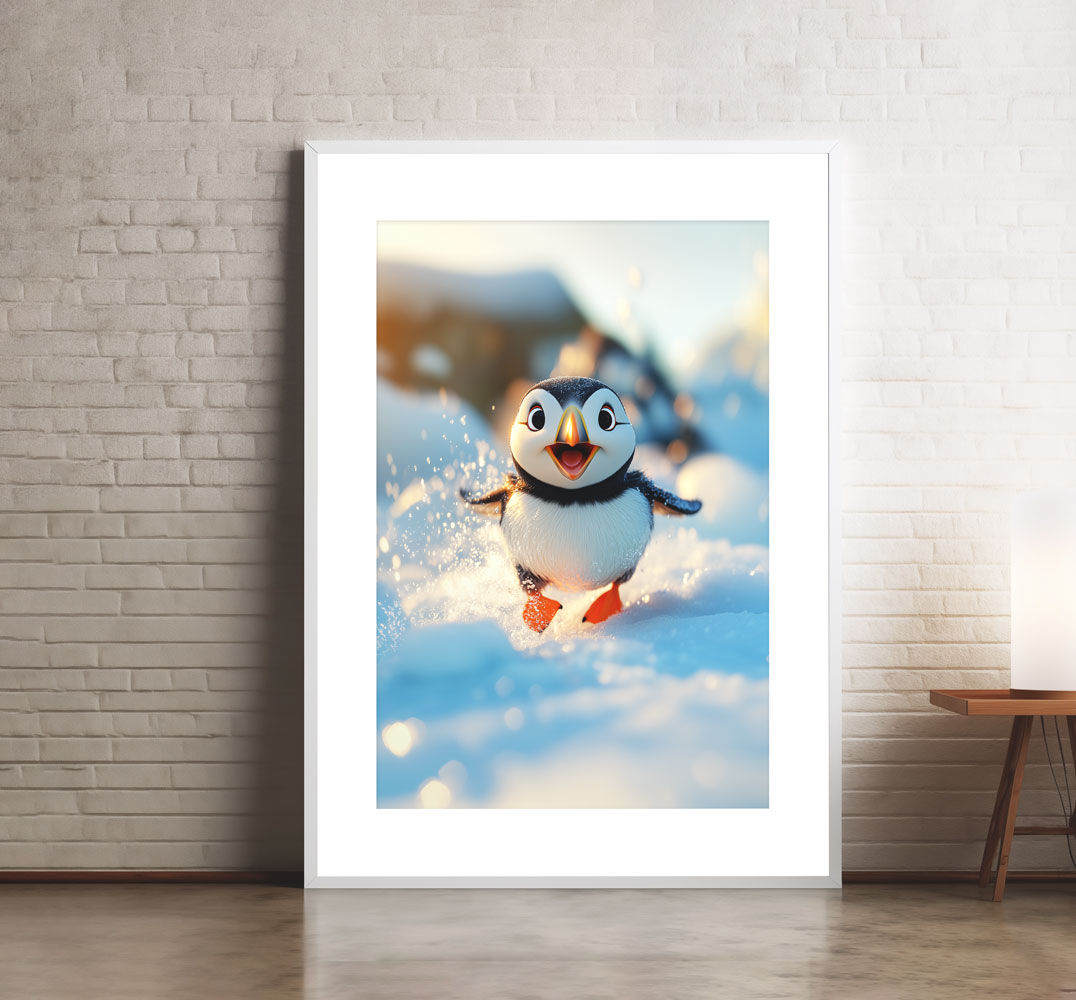 Affiche bébé macareux pour chambre d'enfant - Baby puffin poster for children's room - animaux de l'arctique