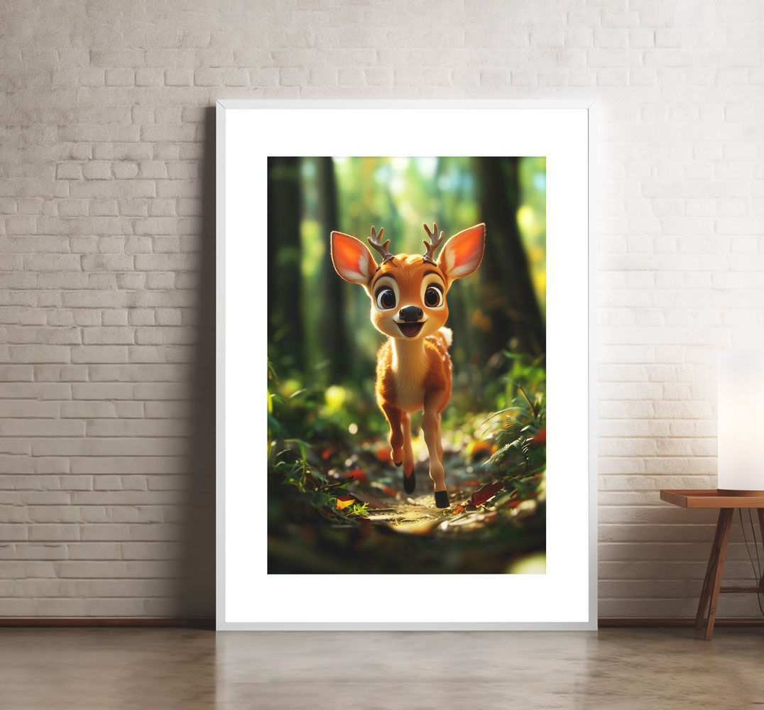 Affiche bébé faon pour chambre d'enfant - Baby fawn poster for children's room - animaux de la forêt