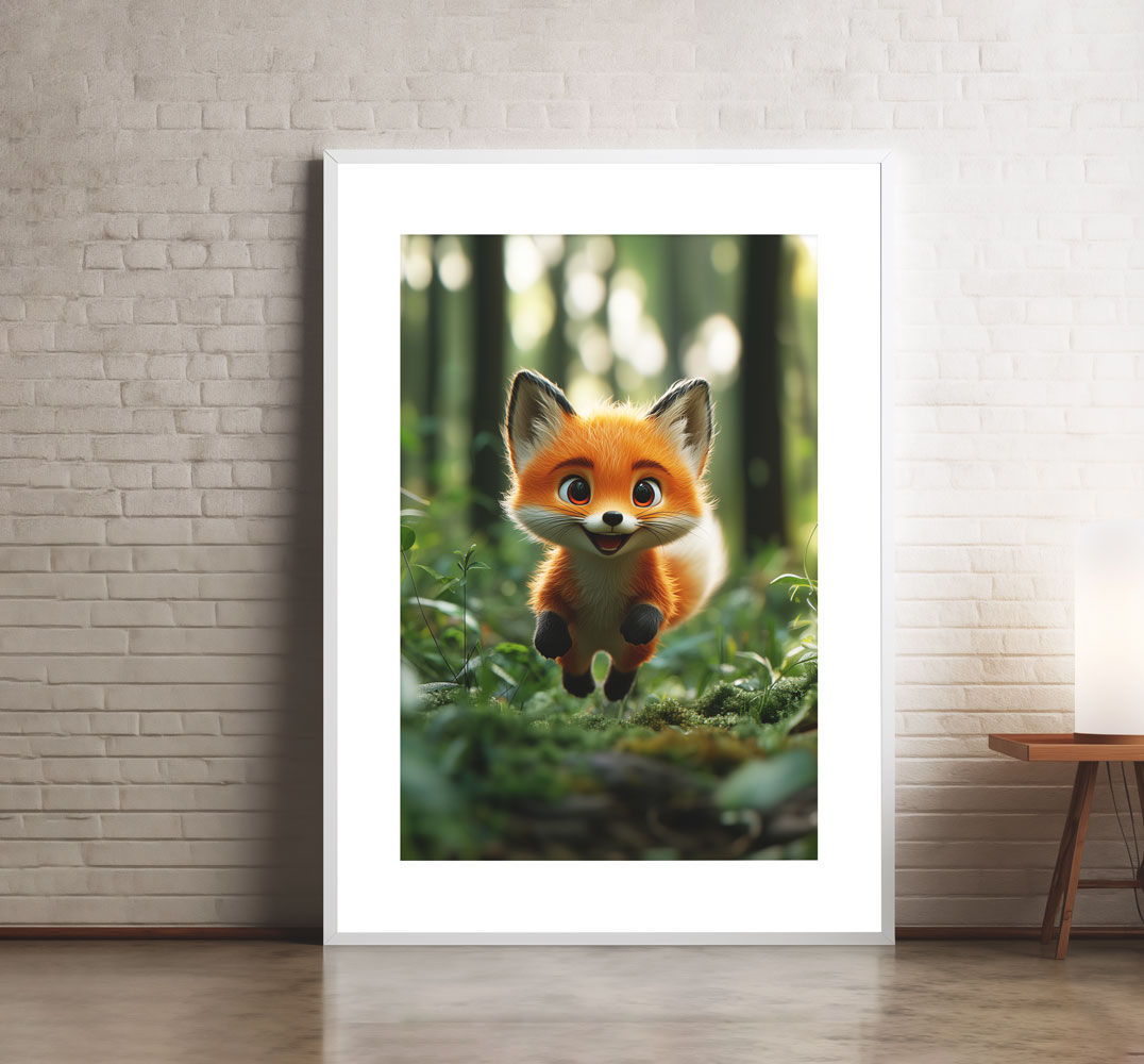 Affiche bébé renard pour chambre d'enfant - Baby fox poster for children's room - animaux de la forêt