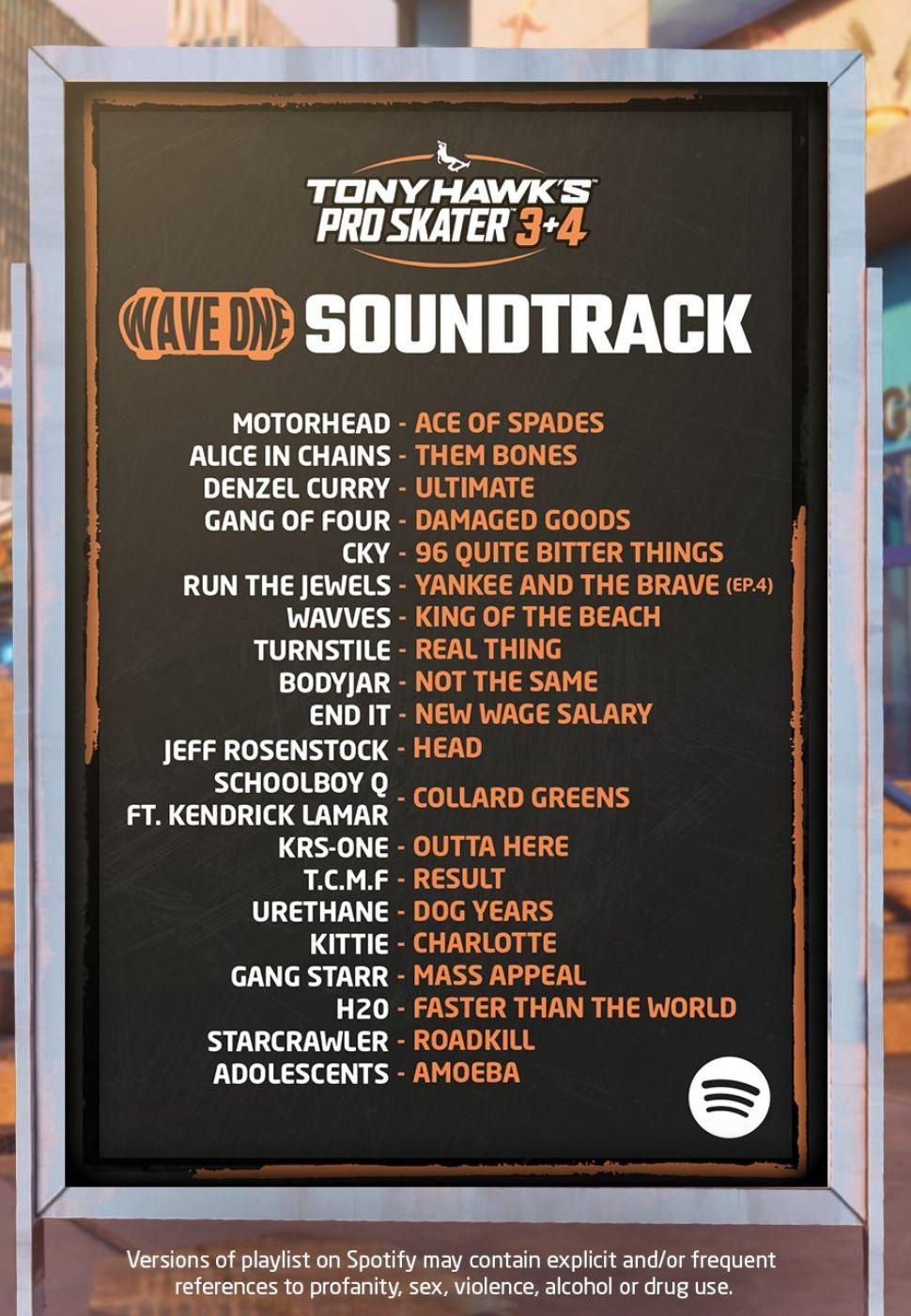 Tony Hawk Pro Skater 3 + 4 Soundtrack Tracklist