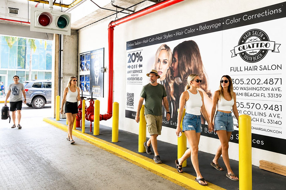 Wallscape mural ad inside a Miami Beach parking garage - City Media Advertising