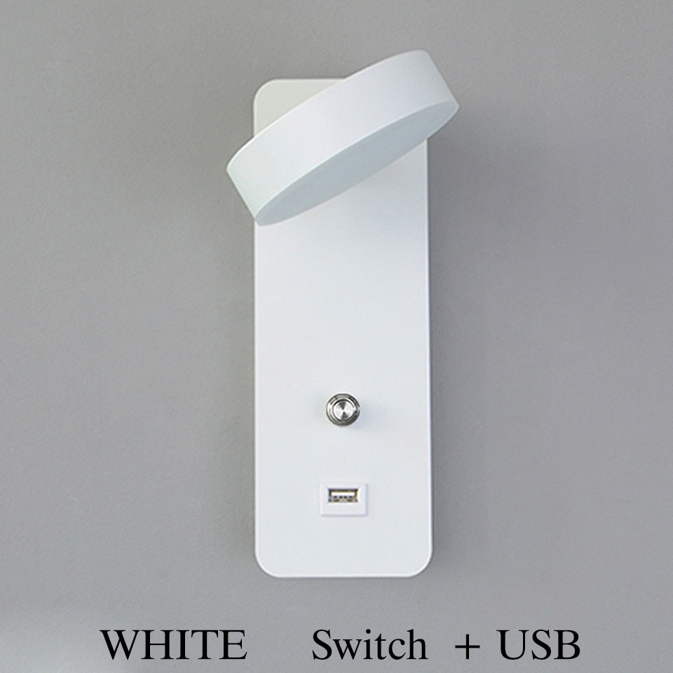 Thumbnail: Modern 9W Wall Light with Switch & USB charge 