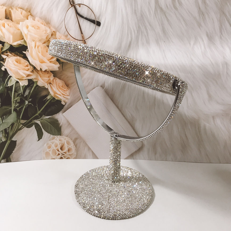 Thumbnail: Hollywood Glam Crystal Embellished Double Sided Cosmetic Mirror 