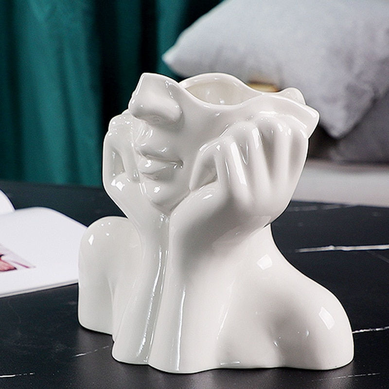 Thumbnail: Ceramic Flower Head Indoor Vase Beauty Makeup Organizer