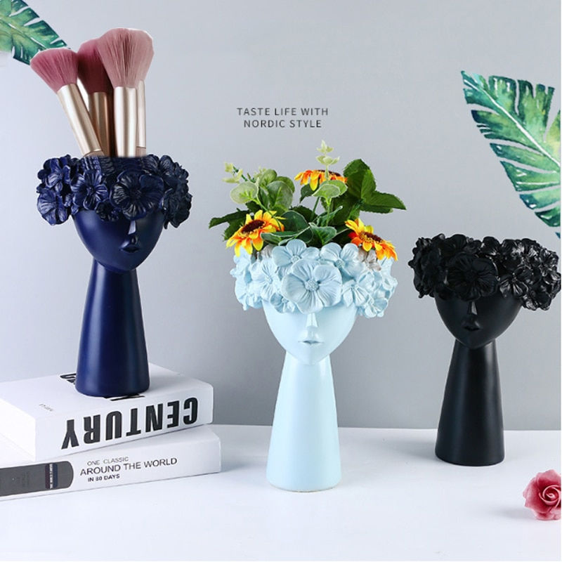Beauty Resin Vase Statue Sculpture Makeup Brush Holder Pen Holder