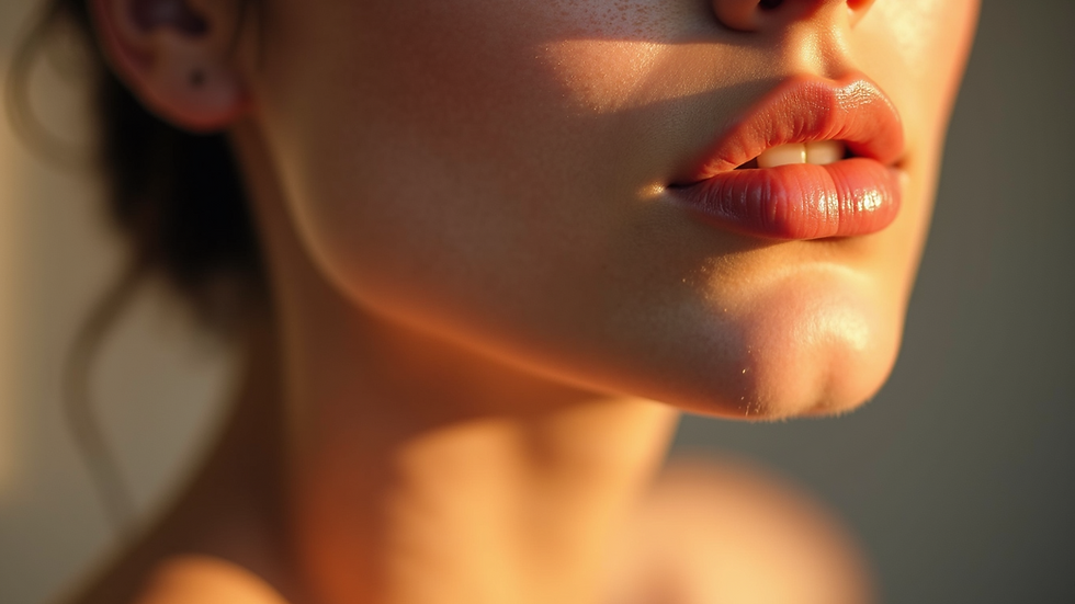 Close-up view of smooth, glowing skin texture