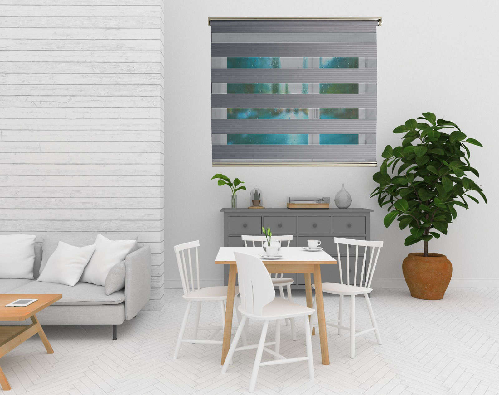 GRİ ZEBRA PLİSE PERDE STOR