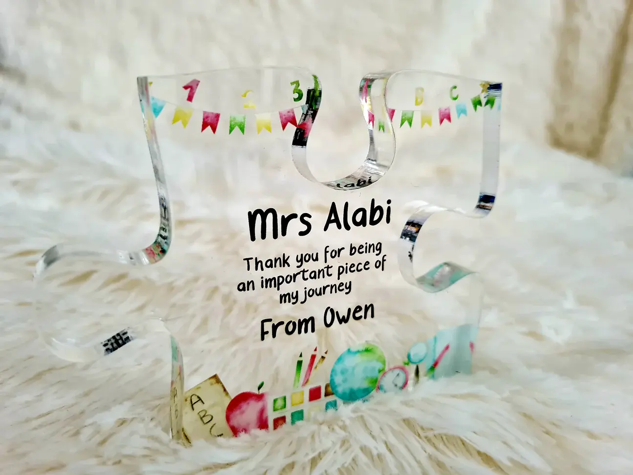 UV Printed Acrylic Puzzle Piece - Teacher Gift