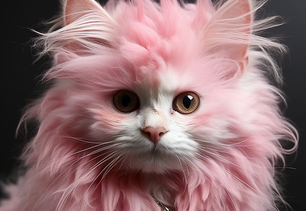 gato con pelo rosa creado con IA
