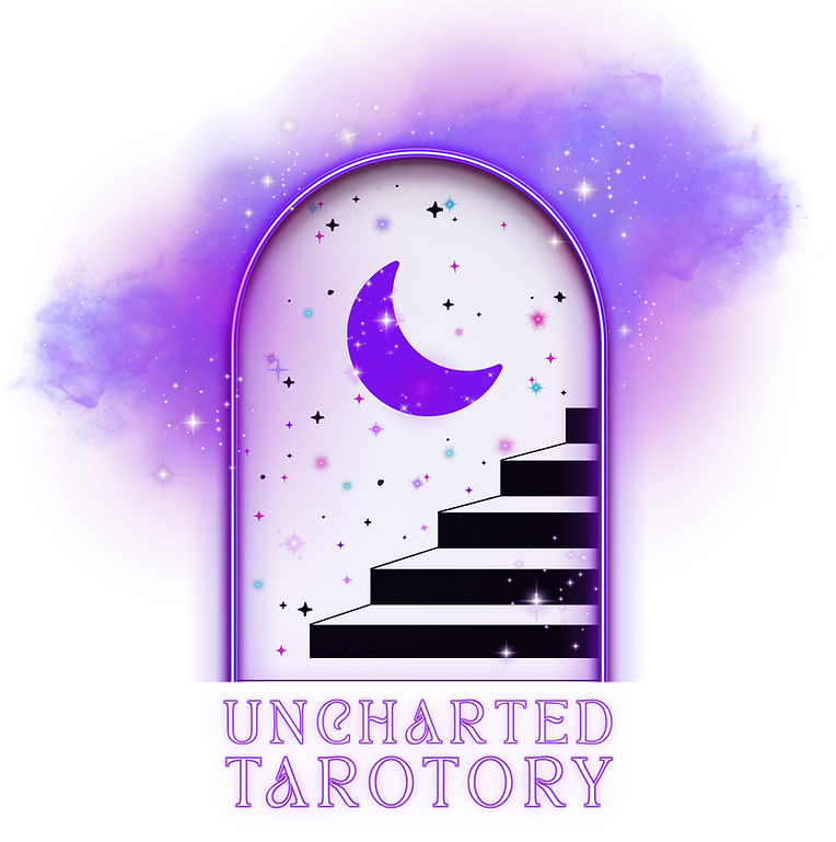 Uncharted Tarotory logo with mystical and intuitive branding elements